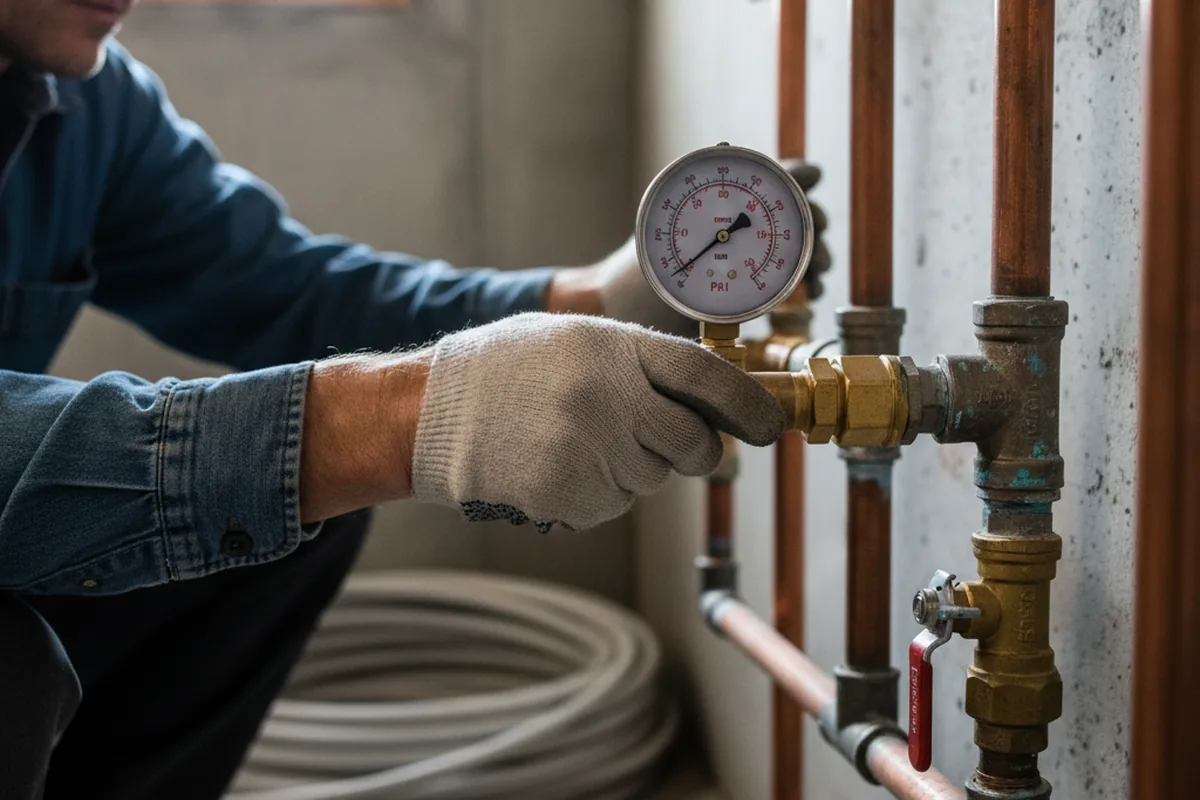Pressure testing a repaired line during Water Line Repair in Mandeville
